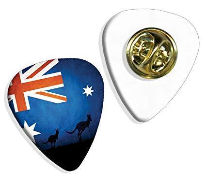 Kangaroo Australian Flag Logo - Australia Flag Kangaroo Logo Guitar Pick Badge GD