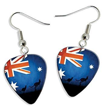 Kangaroo Australian Flag Logo - Australia Flag Kangaroo 2 X Logo Guitar Pick Earrings (GD): Amazon