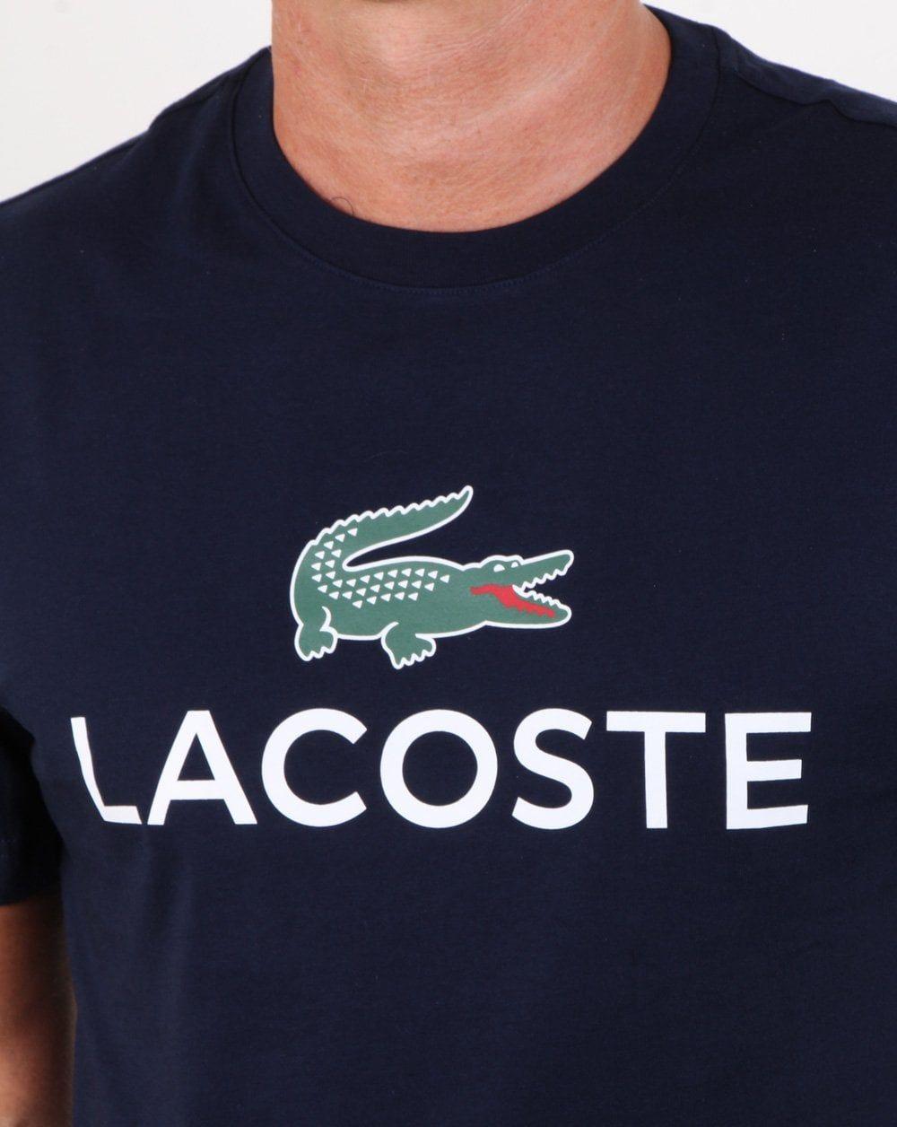 Lacoste Shirt Logo - Lacoste Logo T-shirt Navy, Mens, Tee, Navy, Croc, Smart, Cotton, Crew