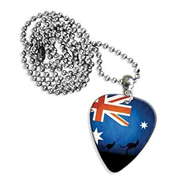Kangaroo Australian Flag Logo - Australia Flag Kangaroo Logo Guitar Pick Necklace GD