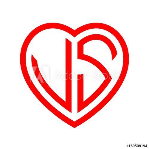 Red vs Logo - initial letters logo vs red monogram heart love shape - Buy this ...