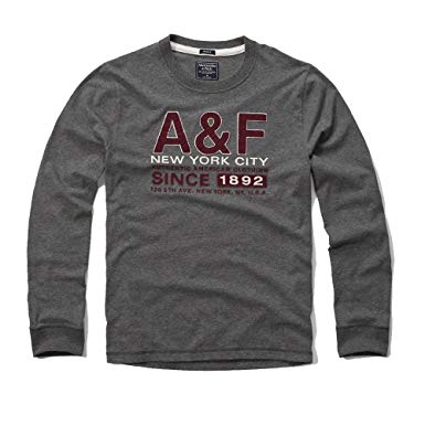 Long F Logo - Abercrombie & Fitch Mens Applique Logo Graphic Long Sleeve T Shirt