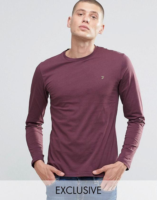 Long F Logo - Funky Farah Long Sleeve With F Logo In Fit In Bordeaux Bordeaux