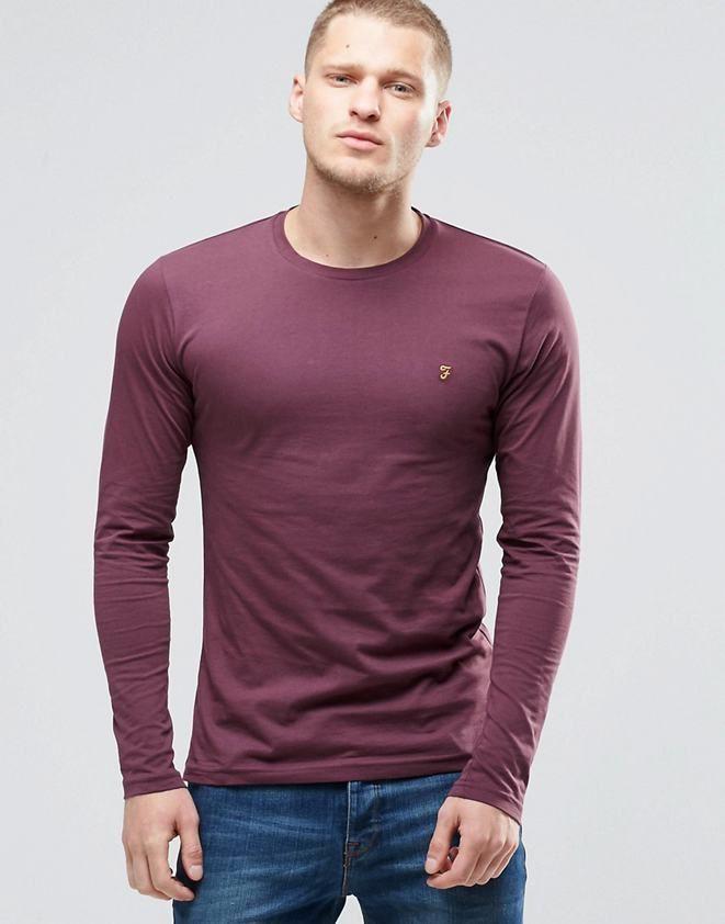 Long F Logo - Comfortably Farah Long Sleeve With F Logo In Fit In Bordeaux