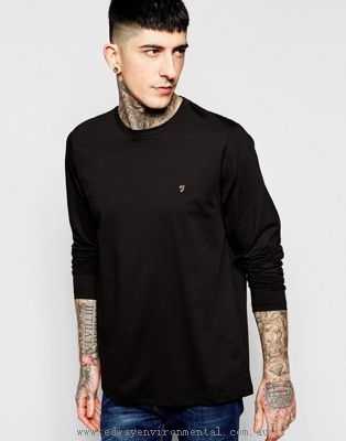 Long F Logo - Farah Long Sleeve T Shirt With F Logo In Reg Fit # All Official Mall