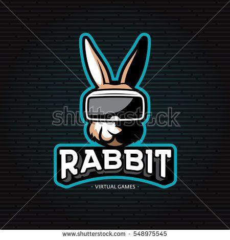 Colorful Gaming Logo - Vector rabbit virtual reality games logo. Electronic 3d glasses ...
