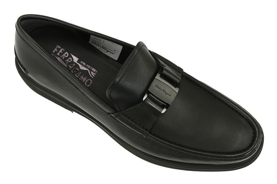 Shoe Sole Logo - NEW SALVATORE FERRAGAMO GRIMES BLACK EXTRA LIGHT SOLE LOGO LOAFERS ...