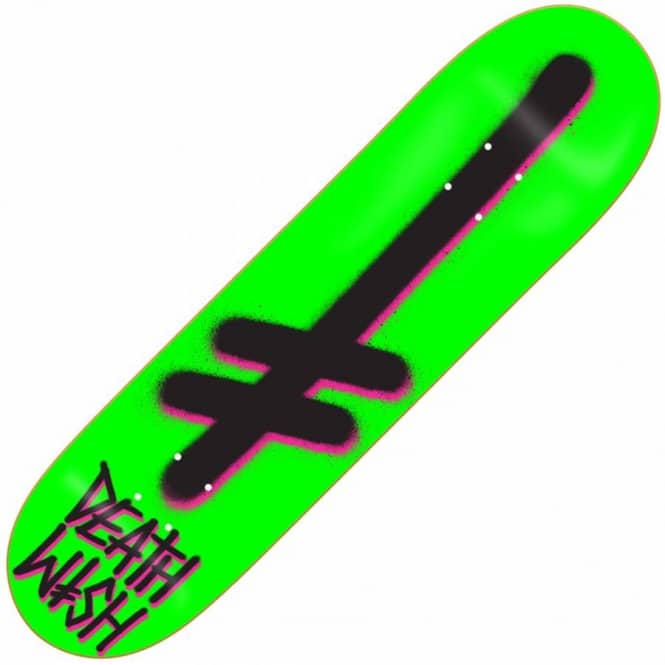 Death Wish Gang Logo - Deathwish Skateboards Deathwish Gang Logo Green/Black/Pink Skateboard Deck  8.0