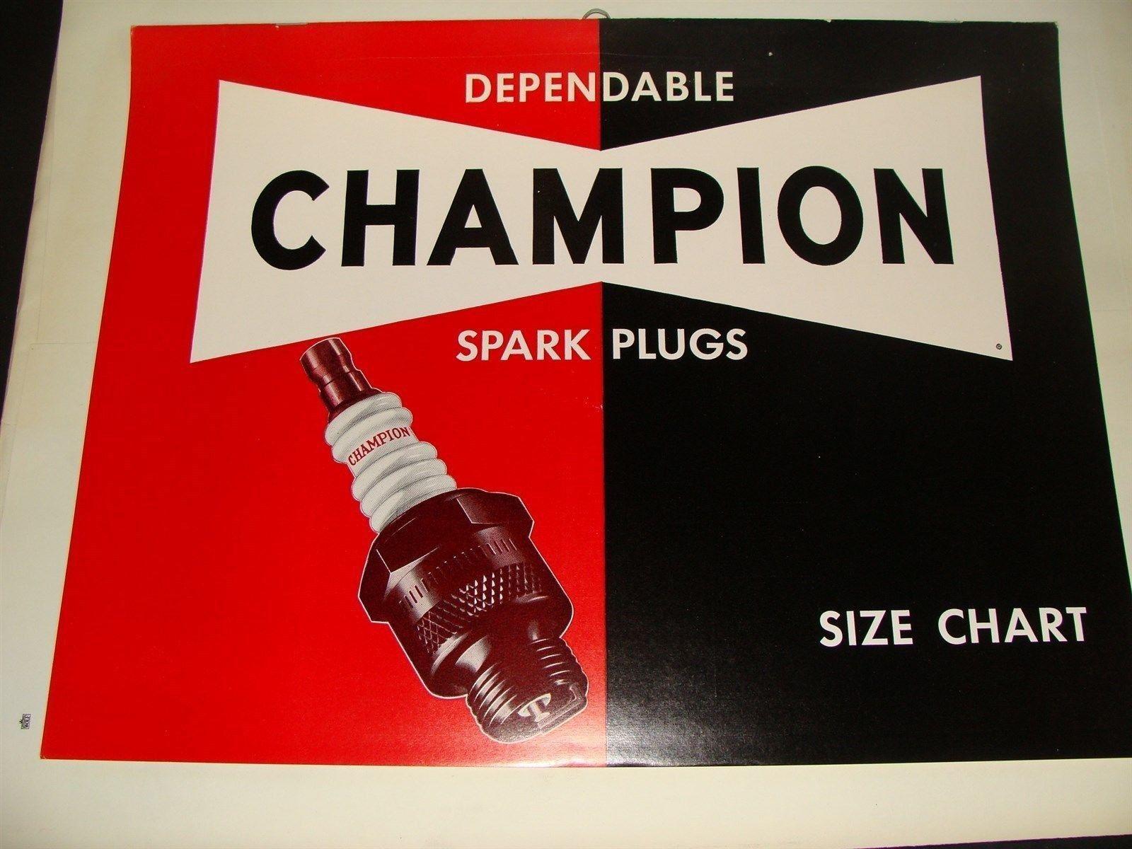 1960 Champion Spark Plugs Logo - CHAMPION Spark Plugs Size Chart * & * (3) 1960's CHAMPION