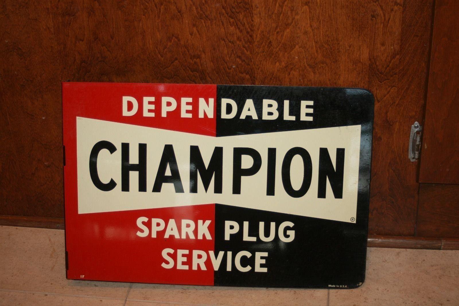 1960 Champion Spark Plugs Logo - 1960's Champion Spark Plugs Flange Sign. 1F. Double sided. Excellent ...