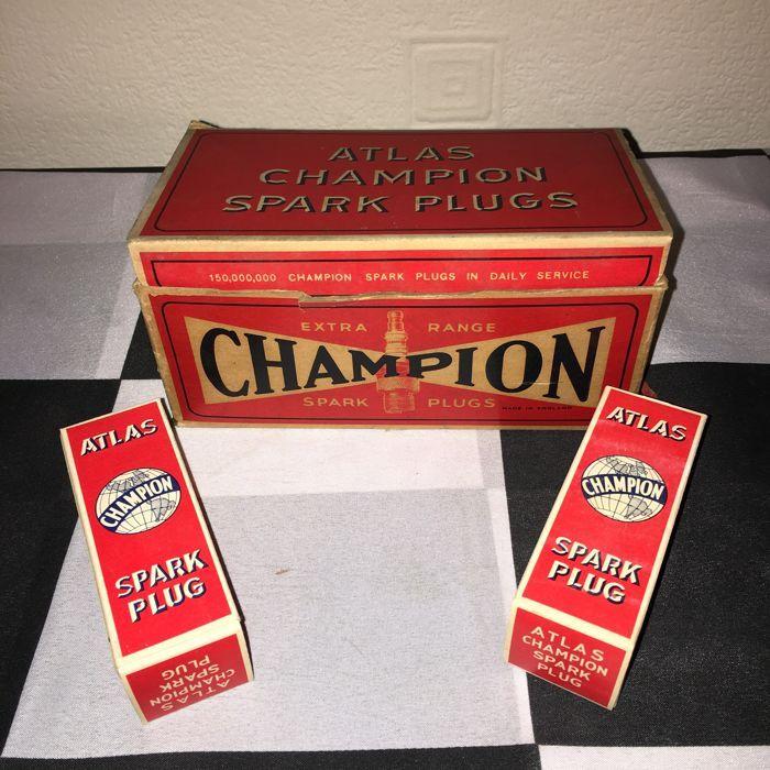 1960 Champion Spark Plugs Logo - ORIGINAL & COMPLETE BOX OF VINTAGE ATLAS CHAMPION SPARK PLUGS I-COM ...