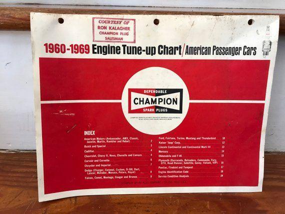 1960 Champion Spark Plugs Logo - 1960s Champion Automotive Tune-up Reference Chart