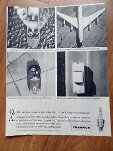 1960 Champion Spark Plugs Logo - 1960 Champion Spark Plugs Ad Outboard Boats Sebring Winners Jet ...