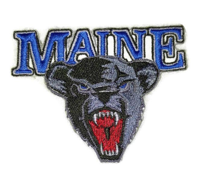 Red and Black Bears Logo - Maine Black Bears logo Iron On Patch Vision Mall