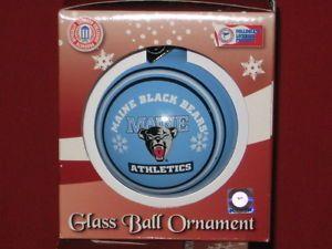 Red and Black Bears Logo - Maine Black Bears Light Blue 3 inch glass ball Team Logo Holiday