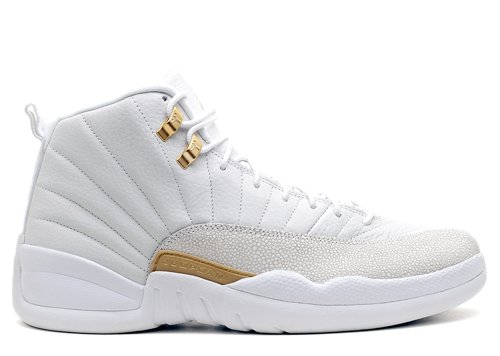 Gold White Jordan Logo - Air Jordan 12 Ovo 090 Mtlc Gold White