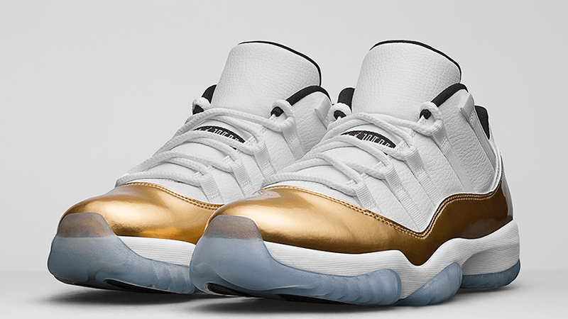 Gold White Jordan Logo - Jordan 11 Low White Gold. The Sole Supplier