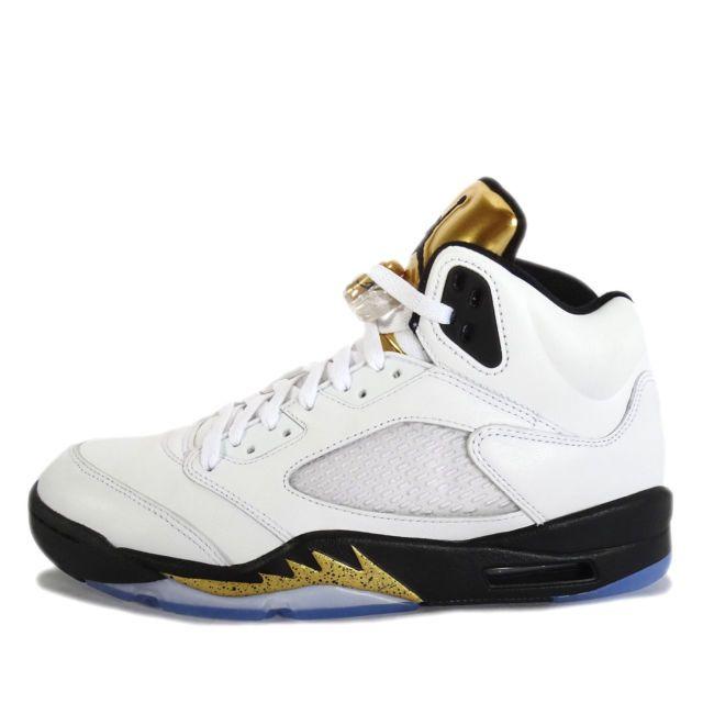 Gold White Jordan Logo - Authentic Air Jordan Retro 5 Size 12 White/ Metallic Gold Shoes