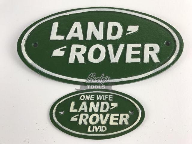 Rover Tools Logo - Large Land Rover 33cm & Small One Wife Livid 17cm Green Oval Cast ...