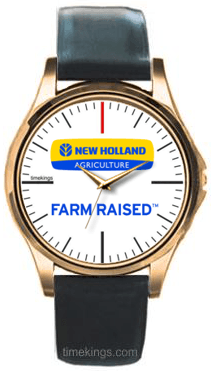 New Holland Agriculture Logo - New Holland Logo Gold-Leather Watch