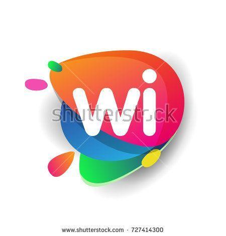 WI Logo - Letter WI logo with colorful splash background, letter combination ...