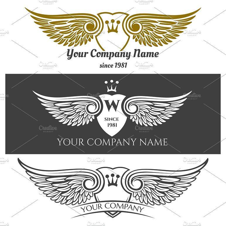 Angel Wings Logo - Black angel wings logo set ~ Illustrations ~ Creative Market