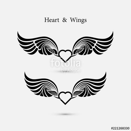 Angel Wings Logo - Heart logo with angel wings logo design template.Love symbol ...