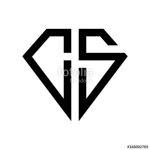 CS Logo - initial letters logo cs black monogram diamond pentagon shape Stock