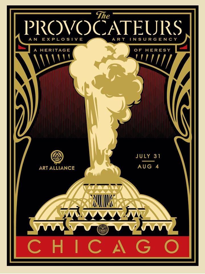 Painted Obey Alliance Logo - by Shepard Fairey / Obey - The Provocateurs (Chicago) - Gold version ...
