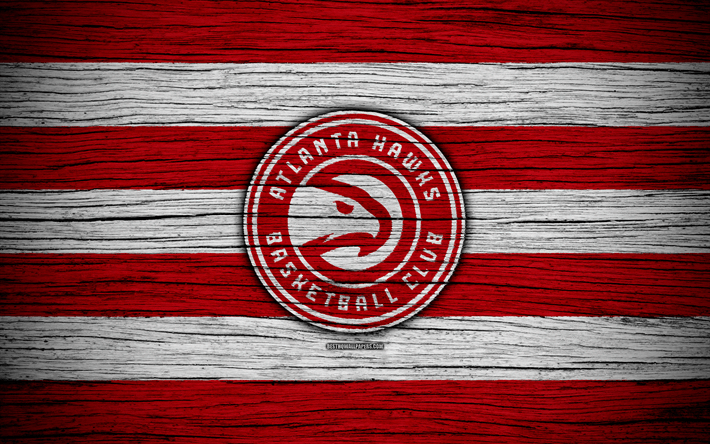 USA Hawk Logo - Download wallpapers 4k, Atlanta Hawks, NBA, wooden texture ...