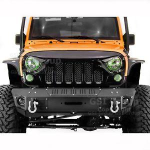 Angry Jeep Grill Logo - Angry Skull 2 Front Package Gloss Black Mesh Grille for 07-18 Jeep ...