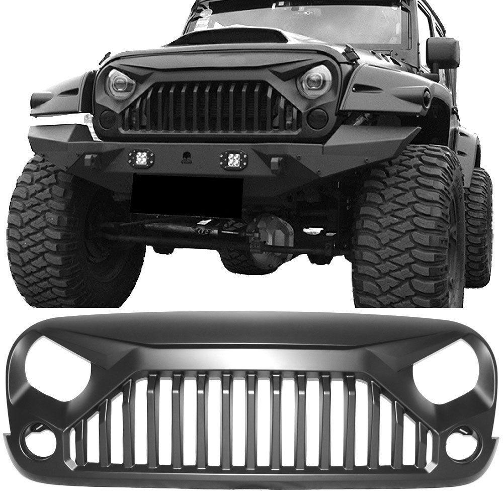 Angry Jeep Grill Logo - Buy Grille Fits 2007-2018 Jeep Wrangler JK JKU | V2 Topfire Angry ...