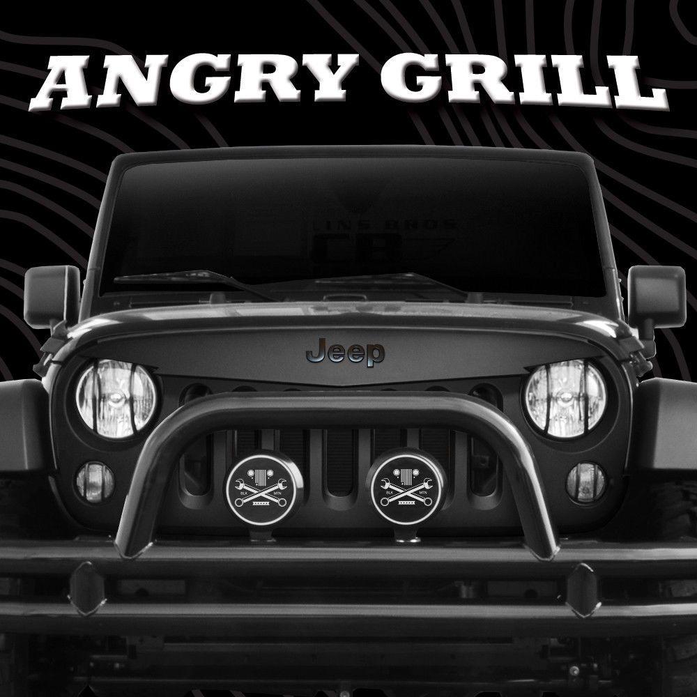 Angry Jeep Grill Logo - Jeep 07-18 JK Grille Angry Grill Kit w/ Black Jeep Emblem & Hood to ...