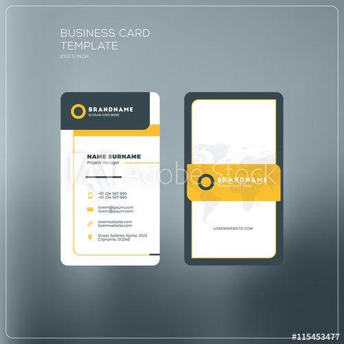 Black and Yellow Company Logo - Vertical business card print template. Personal business card with ...