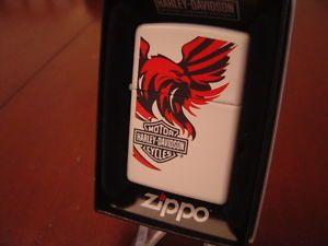 White Eagle in Red Box Logo - HARLEY DAVIDSON EAGLE RED BLACK WHITE MATTE ZIPPO LIGHTER MINT IN