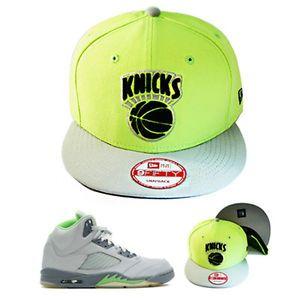 Lime Green Jordan Logo - New Era NBA New York Knicks Snapback Hat Matches Jordan 5 Lime Green