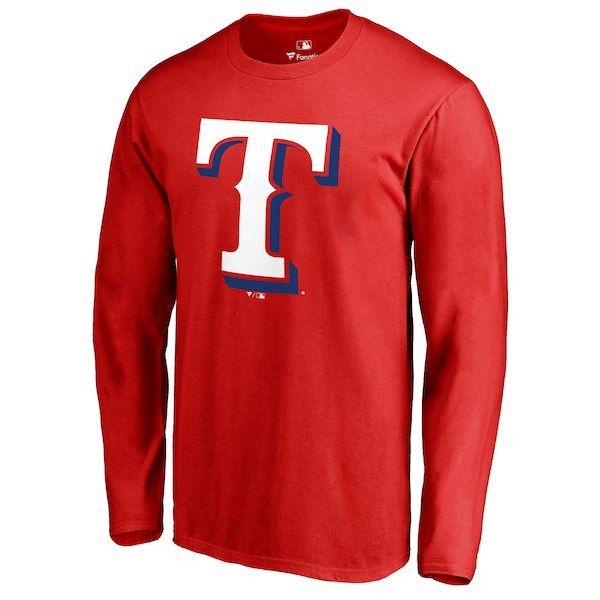 Red Texas Logo - Mens Red Texas Rangers Secondary Color Primary Logo Long Sleeve T ...