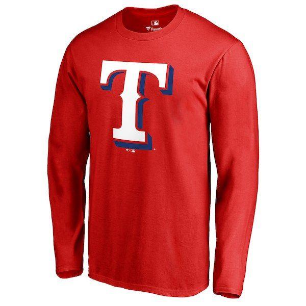 Red Texas Logo - Mens Red Texas Rangers Secondary Color Primary Logo Long Sleeve T