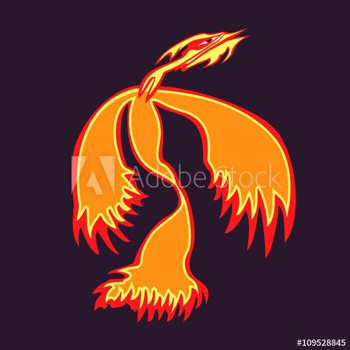Flaming Birds Logo - Phoenix bird rising from the ashes. Flaming Magic Fairy Bird