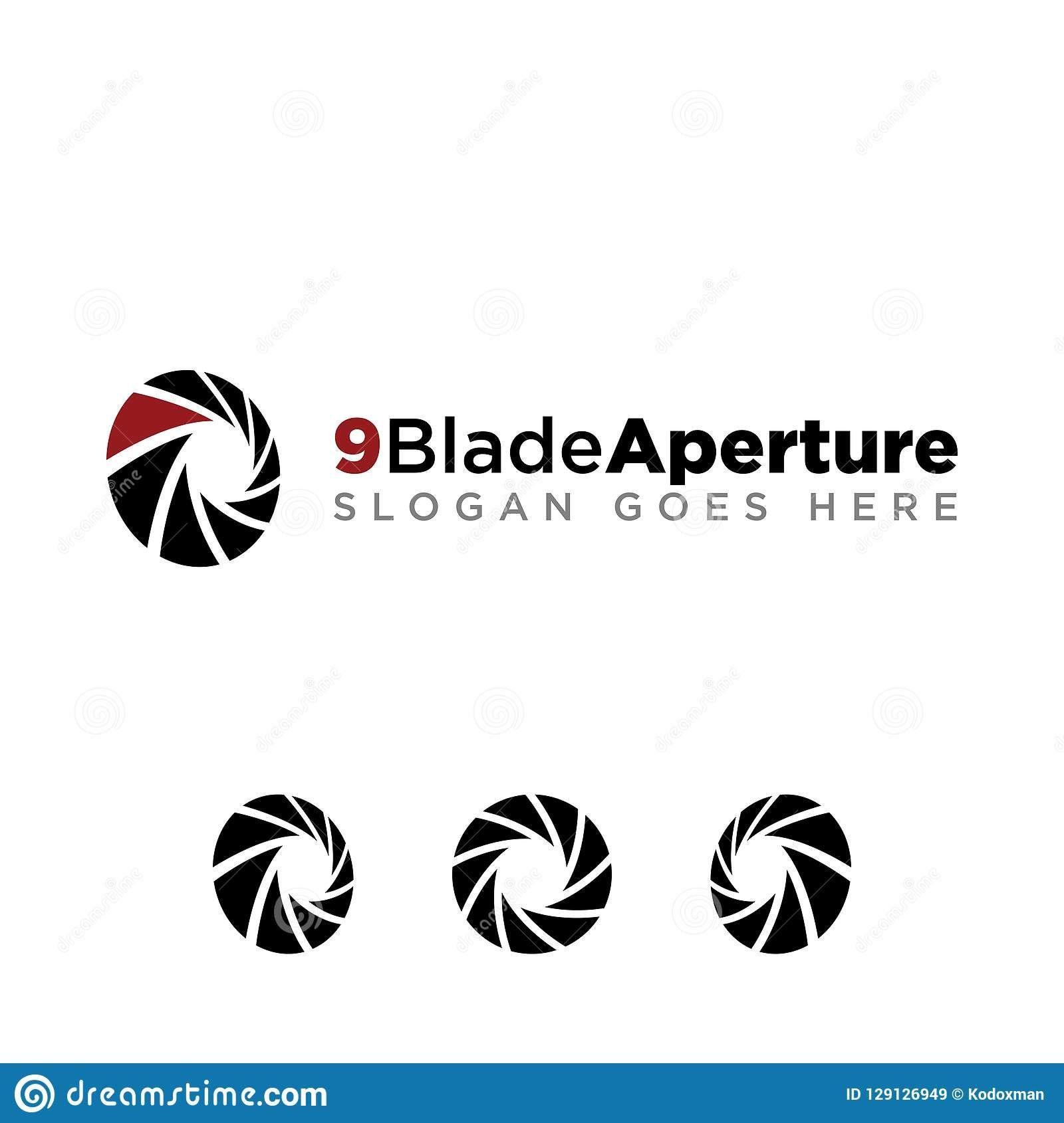 Red Blade Logo - Illustration about Aperture blade for photography company logo set