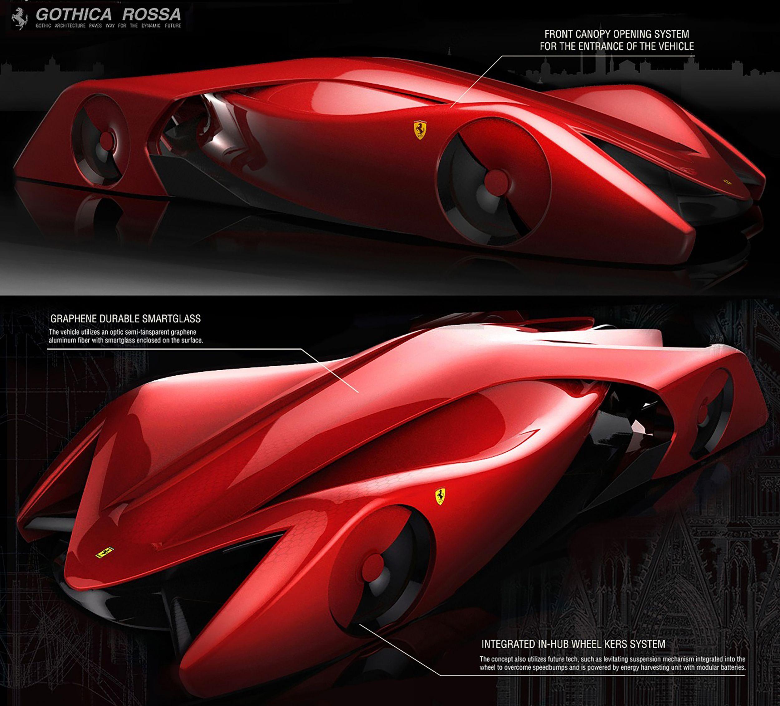 2025 New Boomerang Logo - Ferrari Gothica Rossa 2025 Electric Hypercar Concept by Dong Hun Han ...