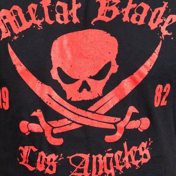 Red Blade Logo - Metal Blade Records Pirate Logo Red On Black T Shirt Blade