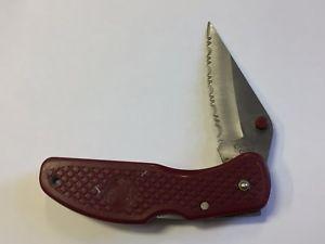 Red Blade Logo - SINGLE SERRATED BLADE POCKET KNIFE RED HANDLE EAGLE LOGO CHINA