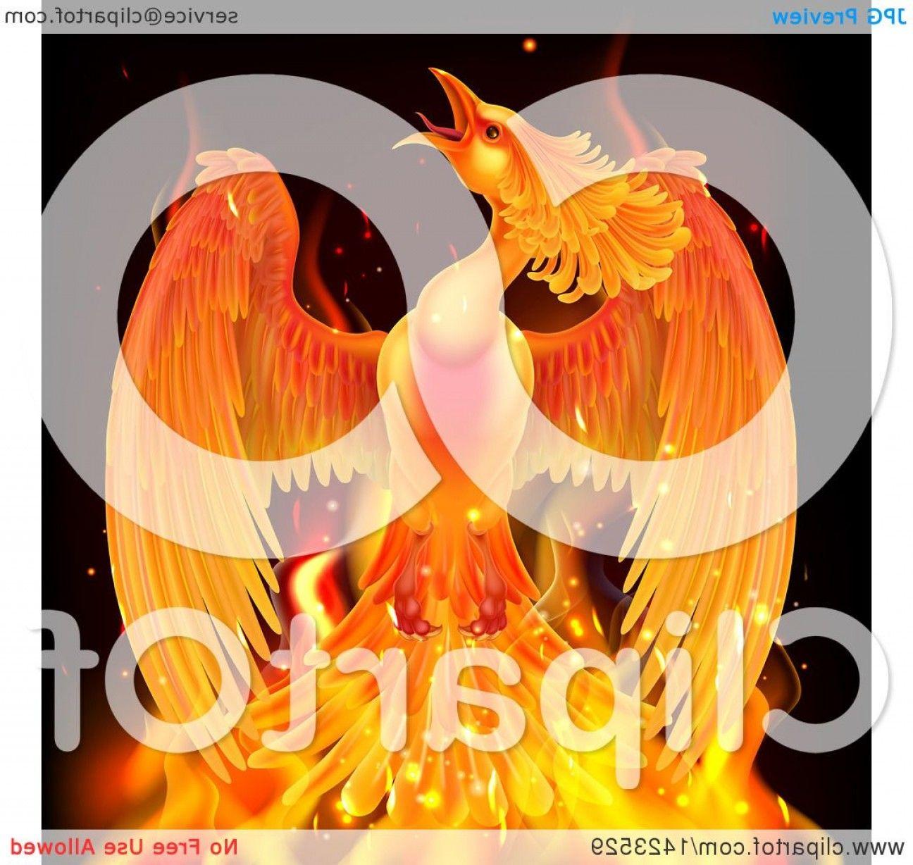 Flaming Birds Logo - Flying Fiery Phoenix Bird Rising From Flames