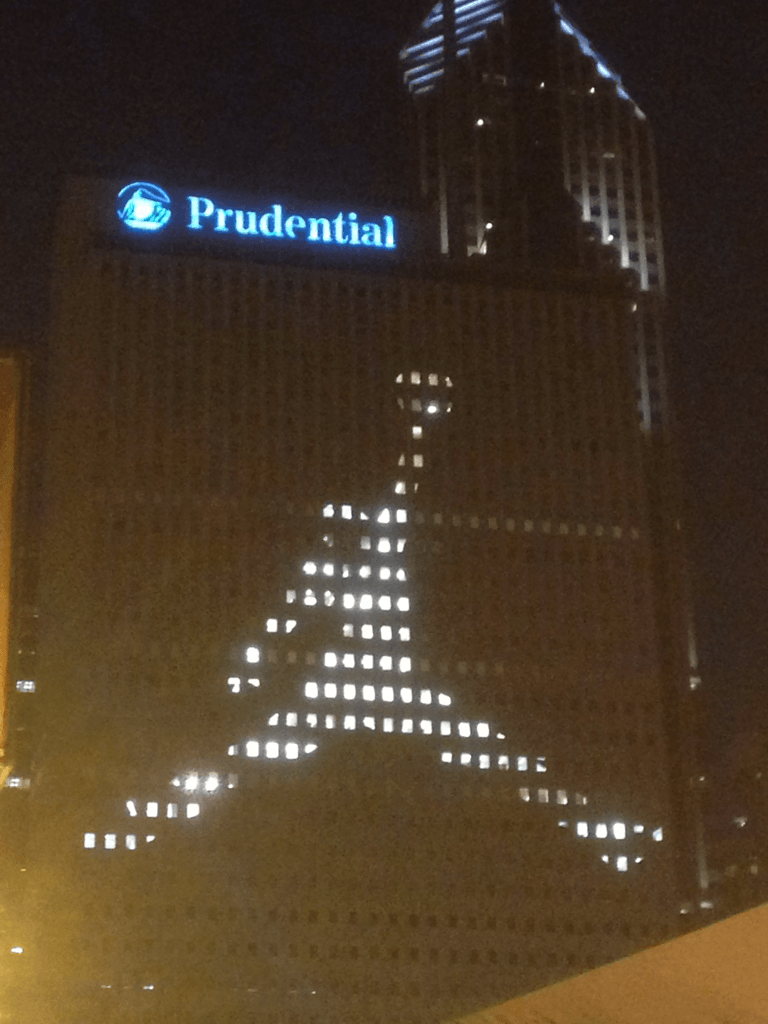 Jordan Lit Logo - Jordan Jumpman logo lit up the BCBS Building windows, awesome