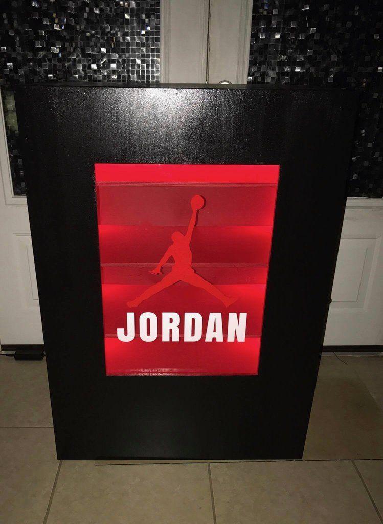 Jordan Lit Logo - Jordan LED Lights Shoe Storage Locker. Giant Shoe Storage Boxes