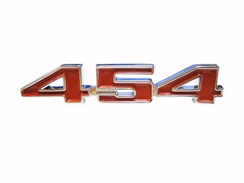 454 Logo - Camaro Engine Size Emblem, Custom, Red and Chrome, Each