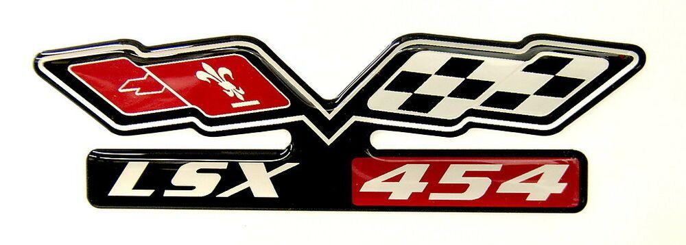 454 Logo - LSX 454 CHEVY EMBLEM W CROSSFLAGS BLACK SATIN