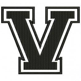 V College Logo - Embroidered Patch V (LETTER V) (FONT COLLEGE)
