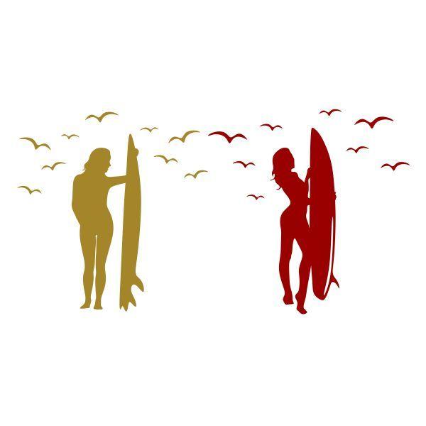 Girl Surf Logo - Surfer Girl Silhouette Cuttable Design